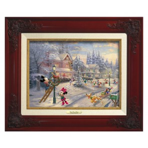 Kinkade Disney Canvas Classics: Mickey's Victorian Christmas (Classic Brandy Frame)