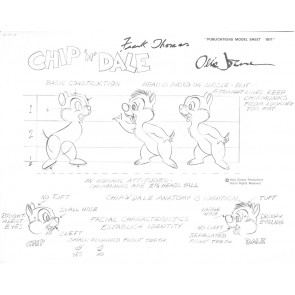 Disney Publication Model Sheet: Chip 'N Dale signed Frank Thomas and Ollie Johnston