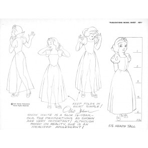 Disney Publication Model Sheet: Snow White (1) signed Ollie Johnston